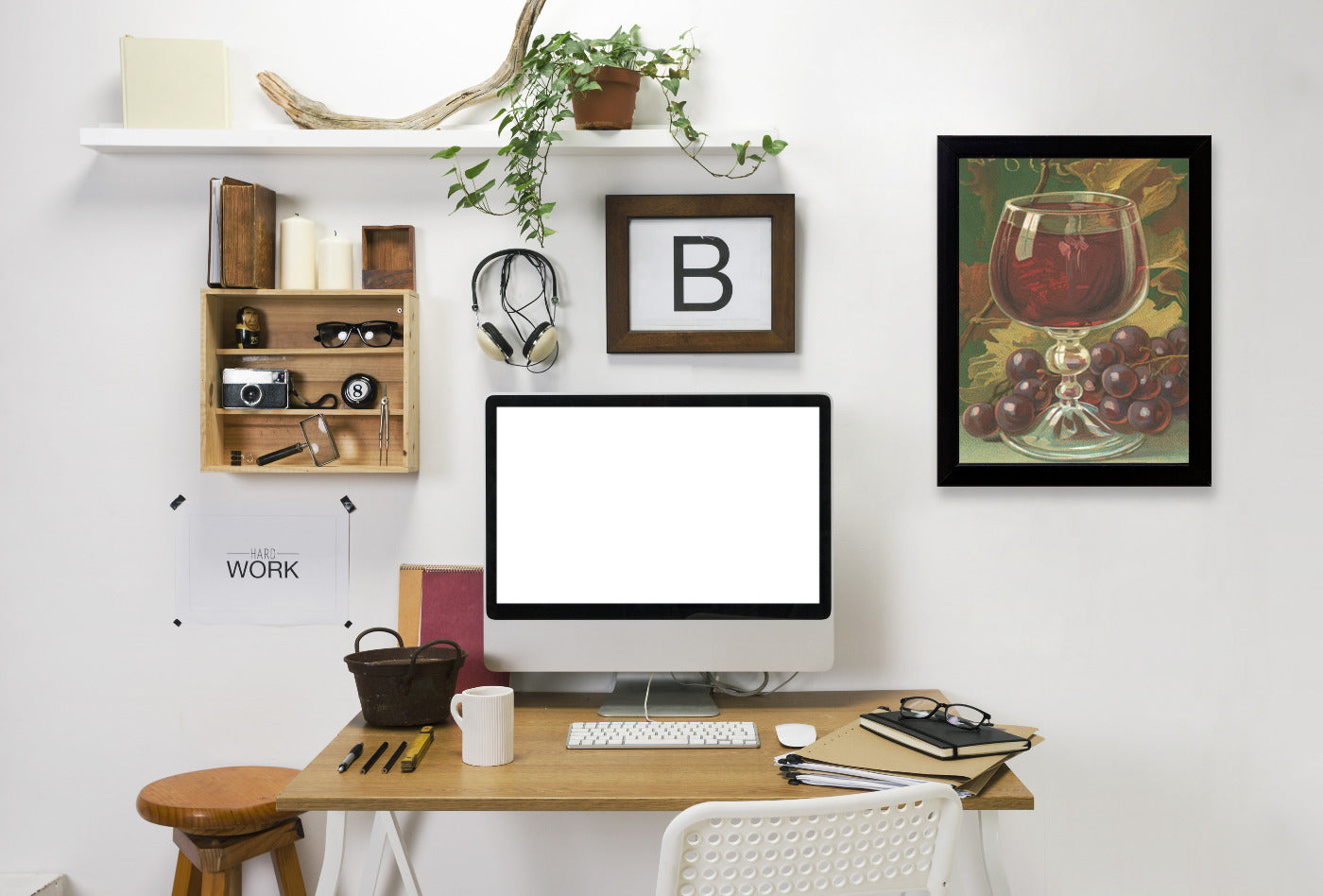 Wine Glass And Grapes by Found Image Press Framed Print - Americanflat