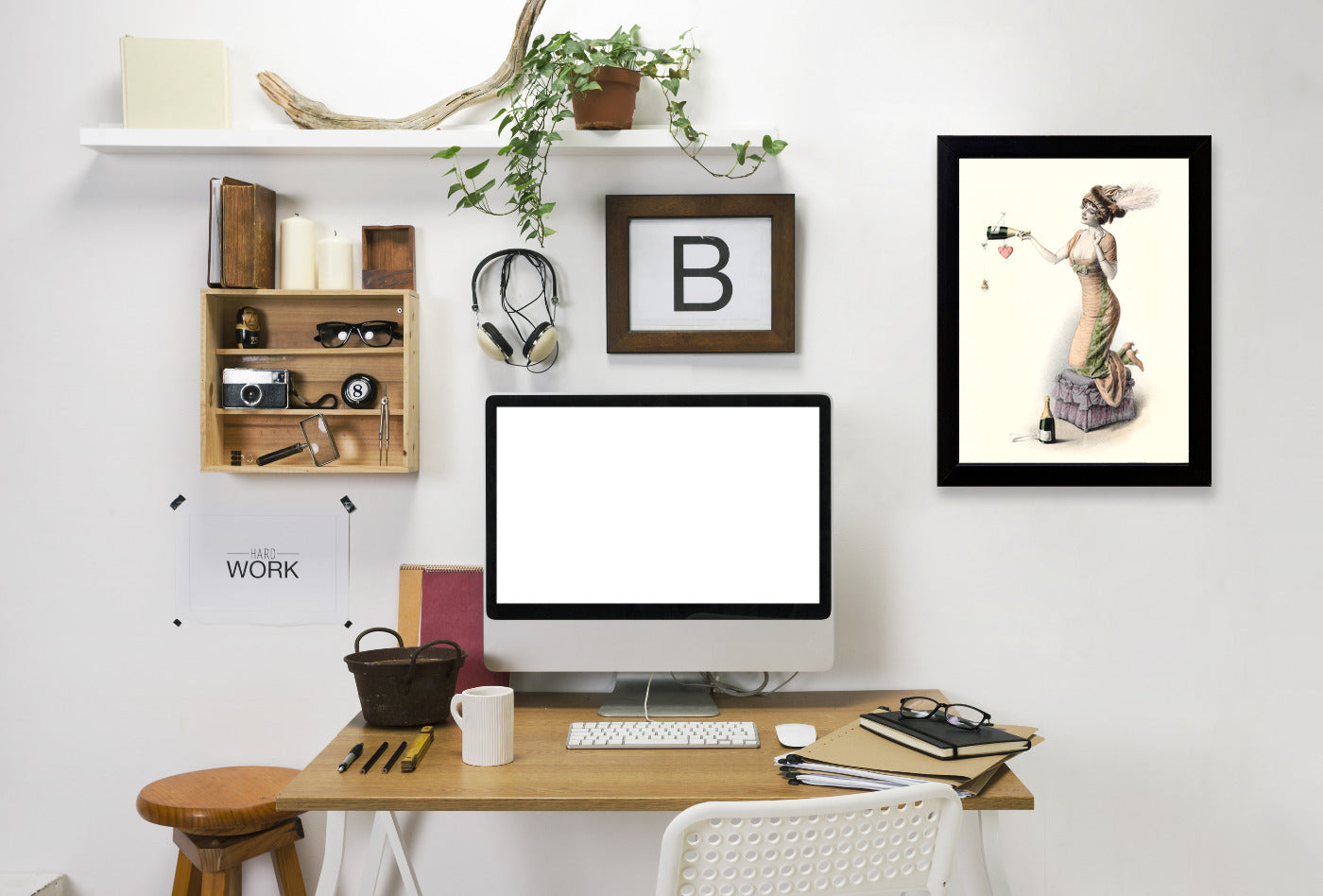 Woman With Champagne Bottle by Found Image Press Framed Print - Americanflat