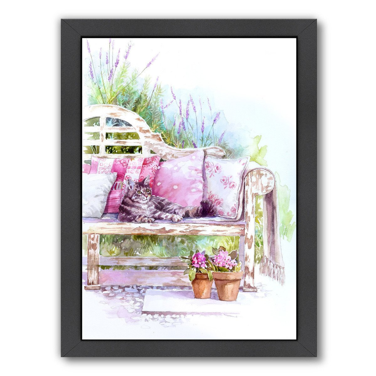 Cat On A Bench by Harrison Ripley Framed Print - Americanflat