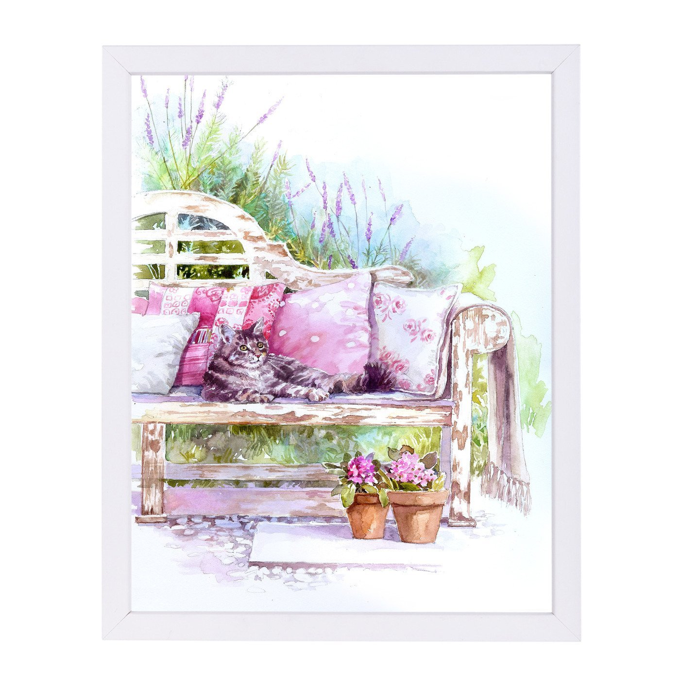 Cat On A Bench by Harrison Ripley Framed Print - Americanflat