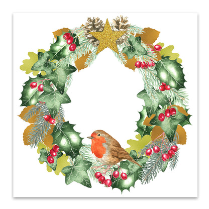Christmas And Metallic Leaf Wreath by Elizabeth Hellman Art Print - Art Print - Americanflat