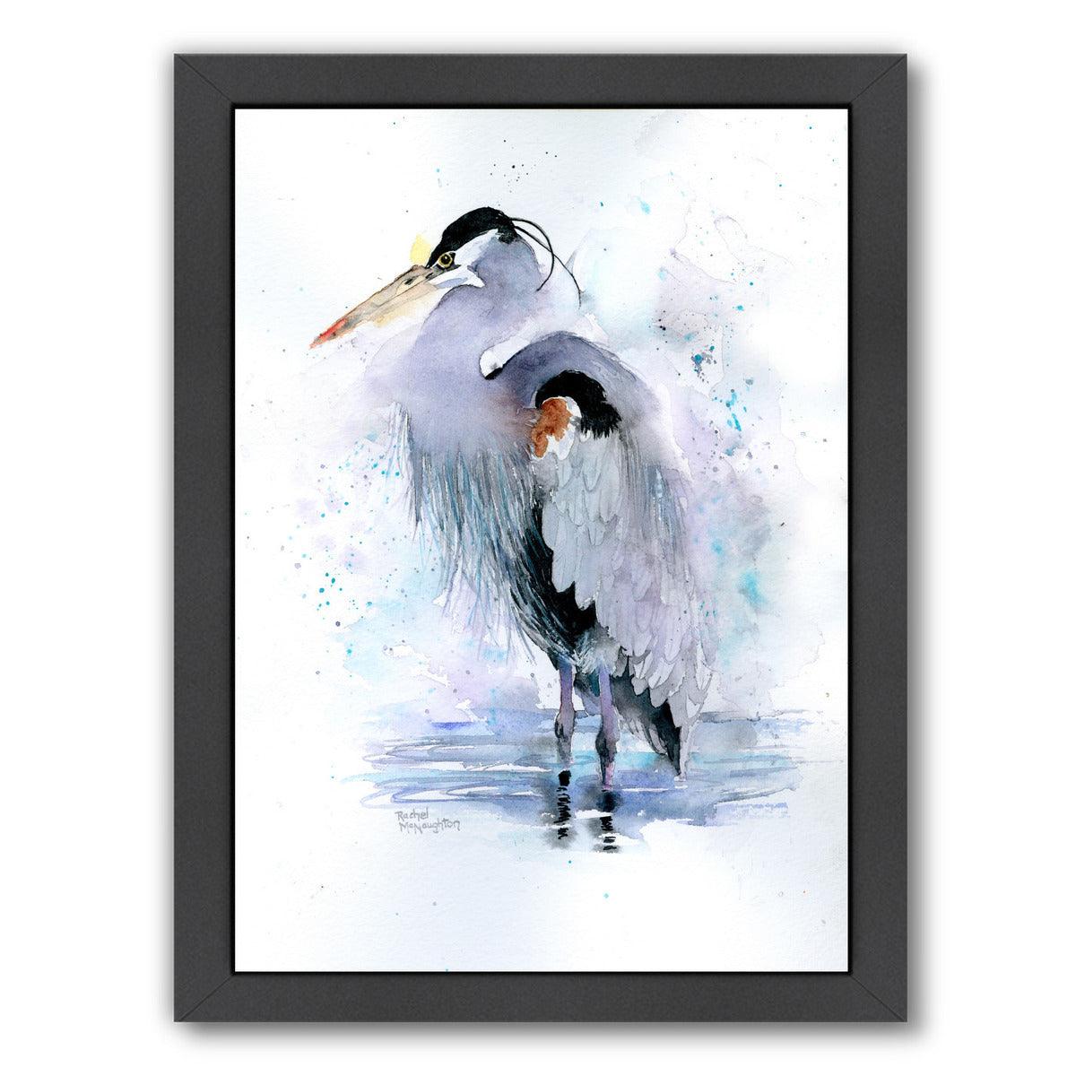 Splashy Heron by Rachel McNaughton Framed Print - Americanflat