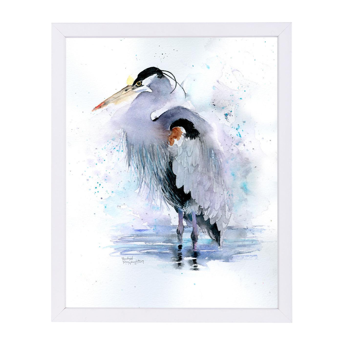 Splashy Heron by Rachel McNaughton Framed Print - Americanflat