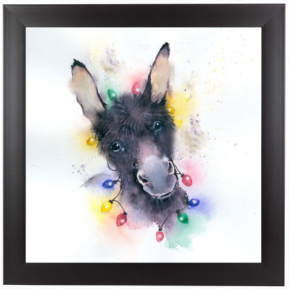 Donkey Xmas Lights by Rachel McNaughton Framed Print - Americanflat