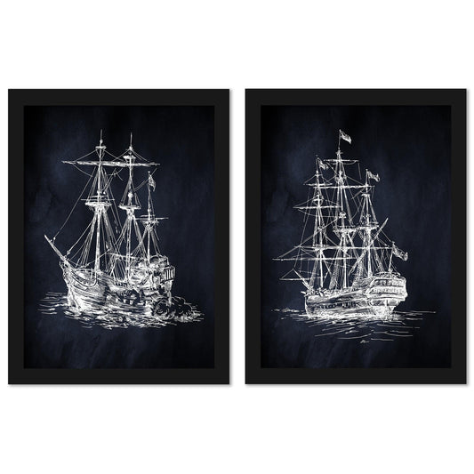 Ship by Adam's Ale - 2 Piece Framed Print Set - Americanflat