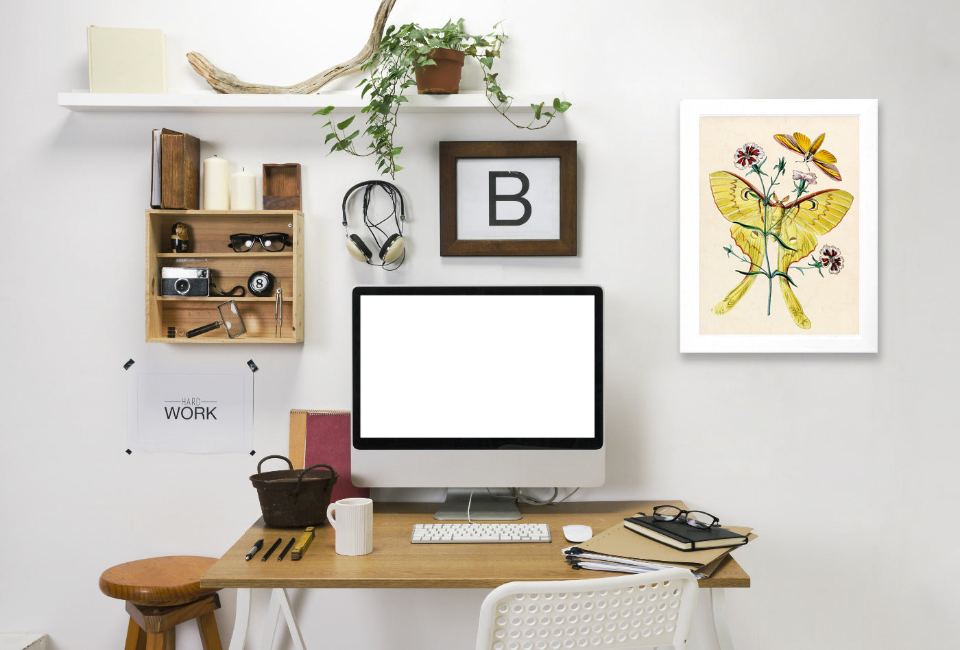Yellow Moth by Coastal Print & Design Framed Print - Americanflat