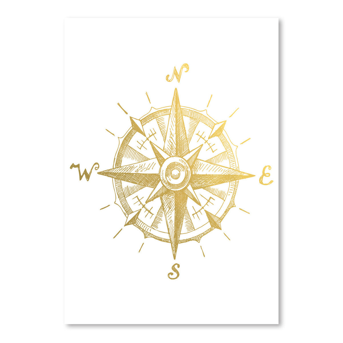 Gold Foil Compass by Coastal Print & Design Art Print - Art Print - Americanflat