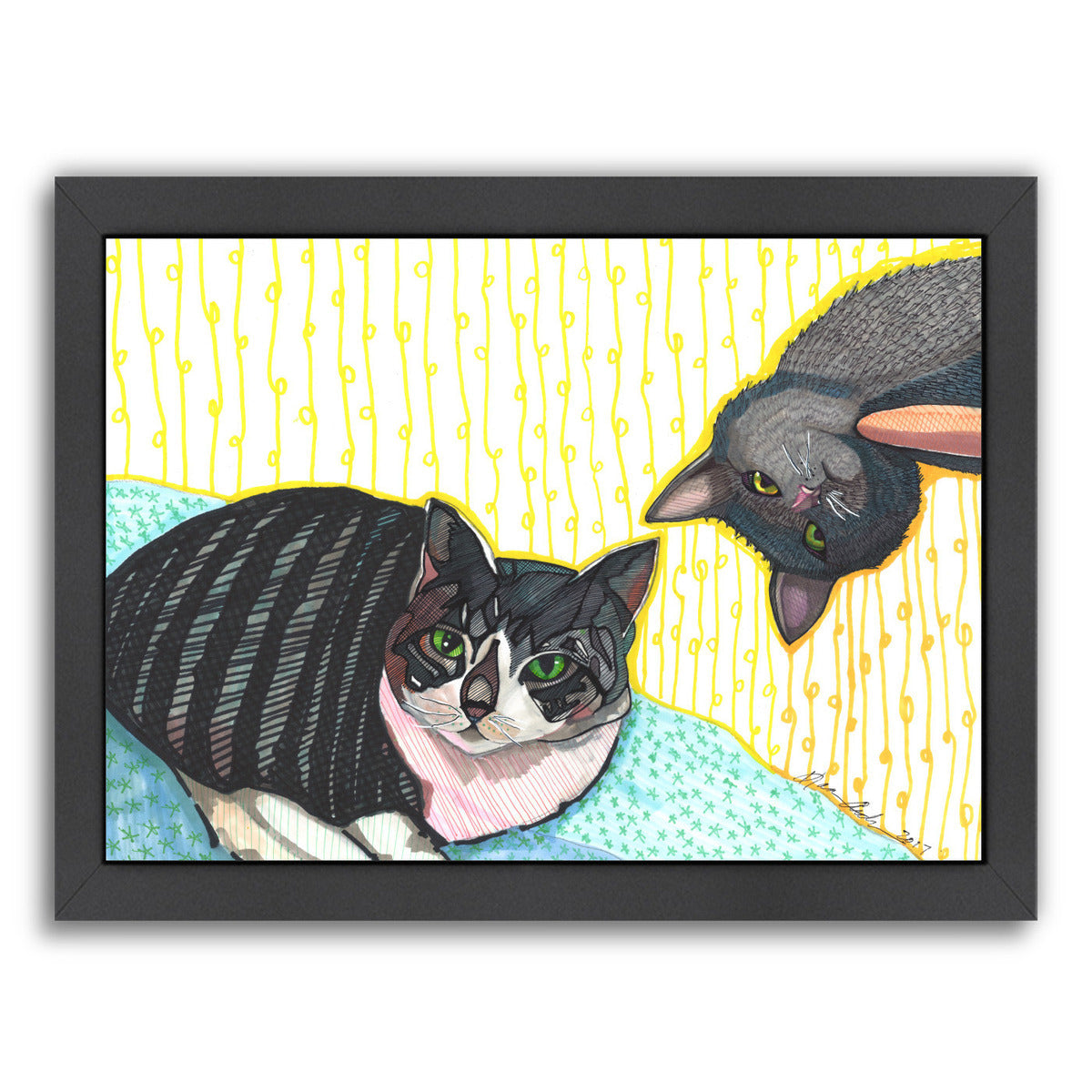 Two Cats by Solveig Studio Framed Print - Americanflat