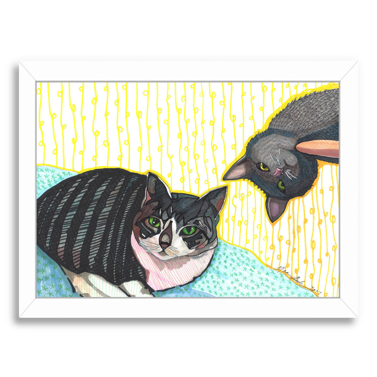 Two Cats by Solveig Studio Framed Print - Americanflat