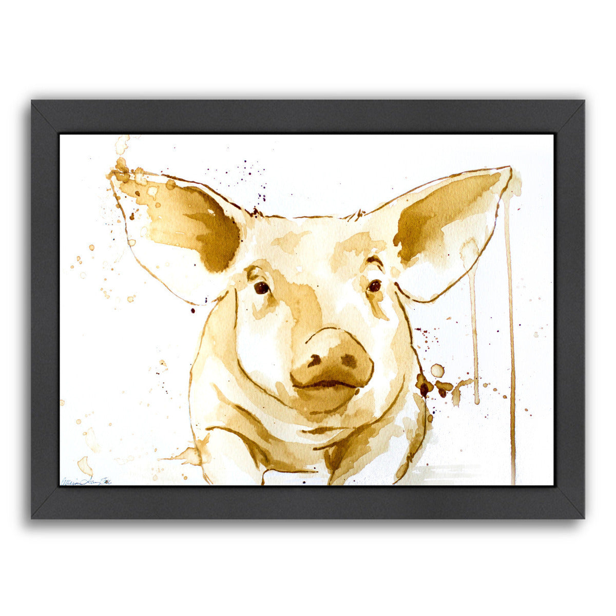 Coffee Pig by Allison Gray Framed Print - Americanflat