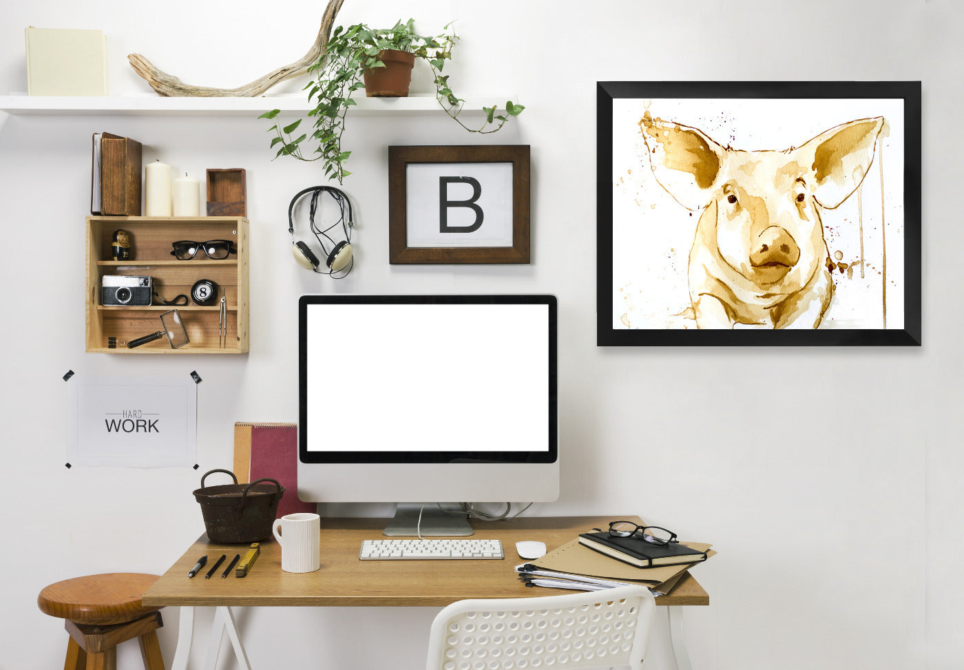 Coffee Pig by Allison Gray Framed Print - Americanflat