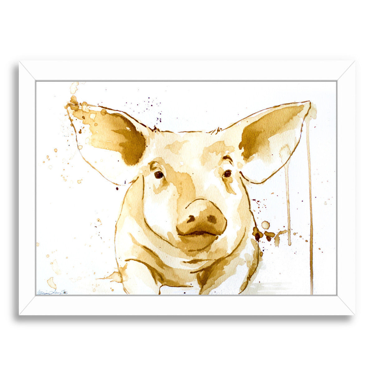 Coffee Pig by Allison Gray Framed Print - Americanflat
