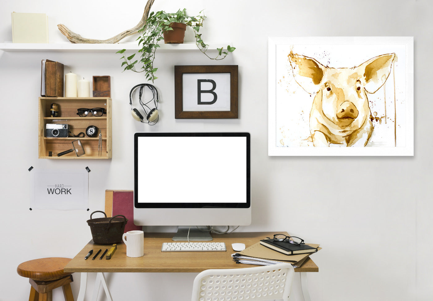 Coffee Pig by Allison Gray Framed Print - Americanflat