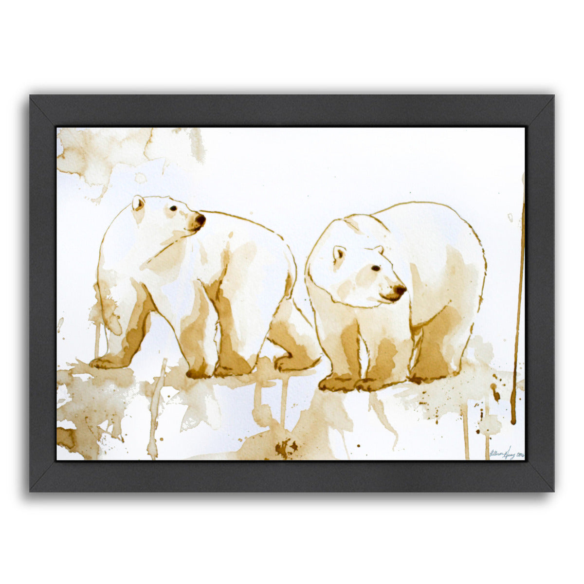 Coffee Polar Bears by Allison Gray Framed Print - Americanflat