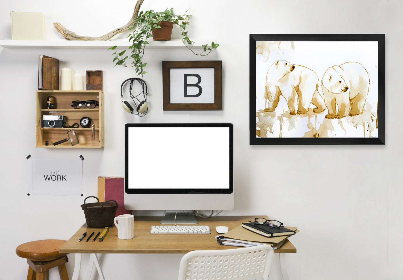 Coffee Polar Bears by Allison Gray Framed Print - Americanflat