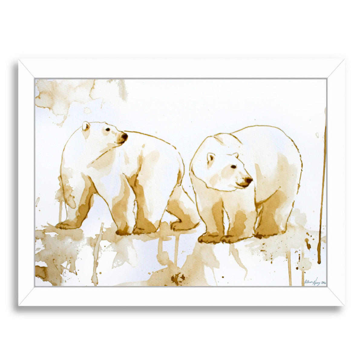 Coffee Polar Bears by Allison Gray Framed Print - Americanflat