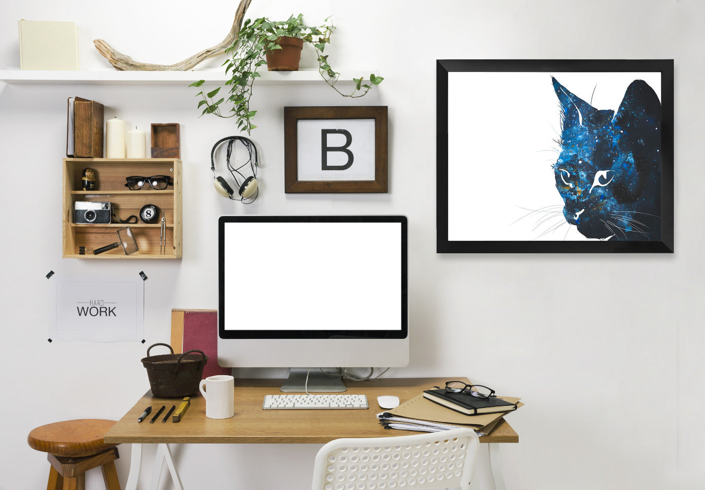 Cosmic Cat Silhouette by Allison Gray Framed Print - Americanflat