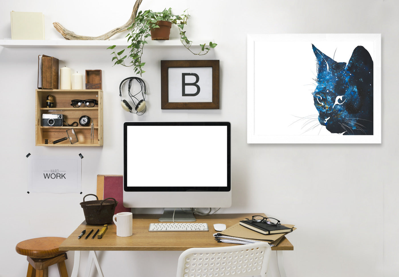 Cosmic Cat Silhouette by Allison Gray Framed Print - Americanflat