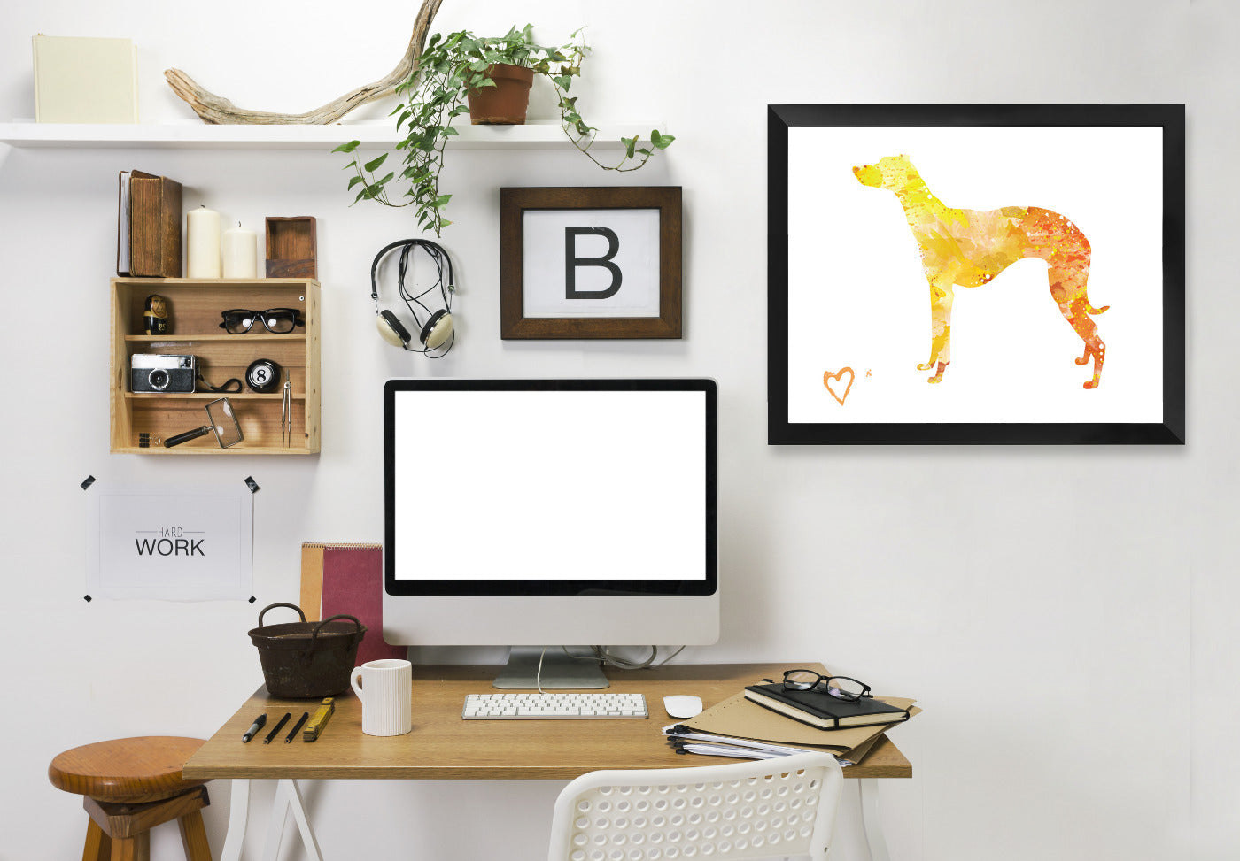 Whippet Silhouette by Allison Gray Framed Print - Americanflat