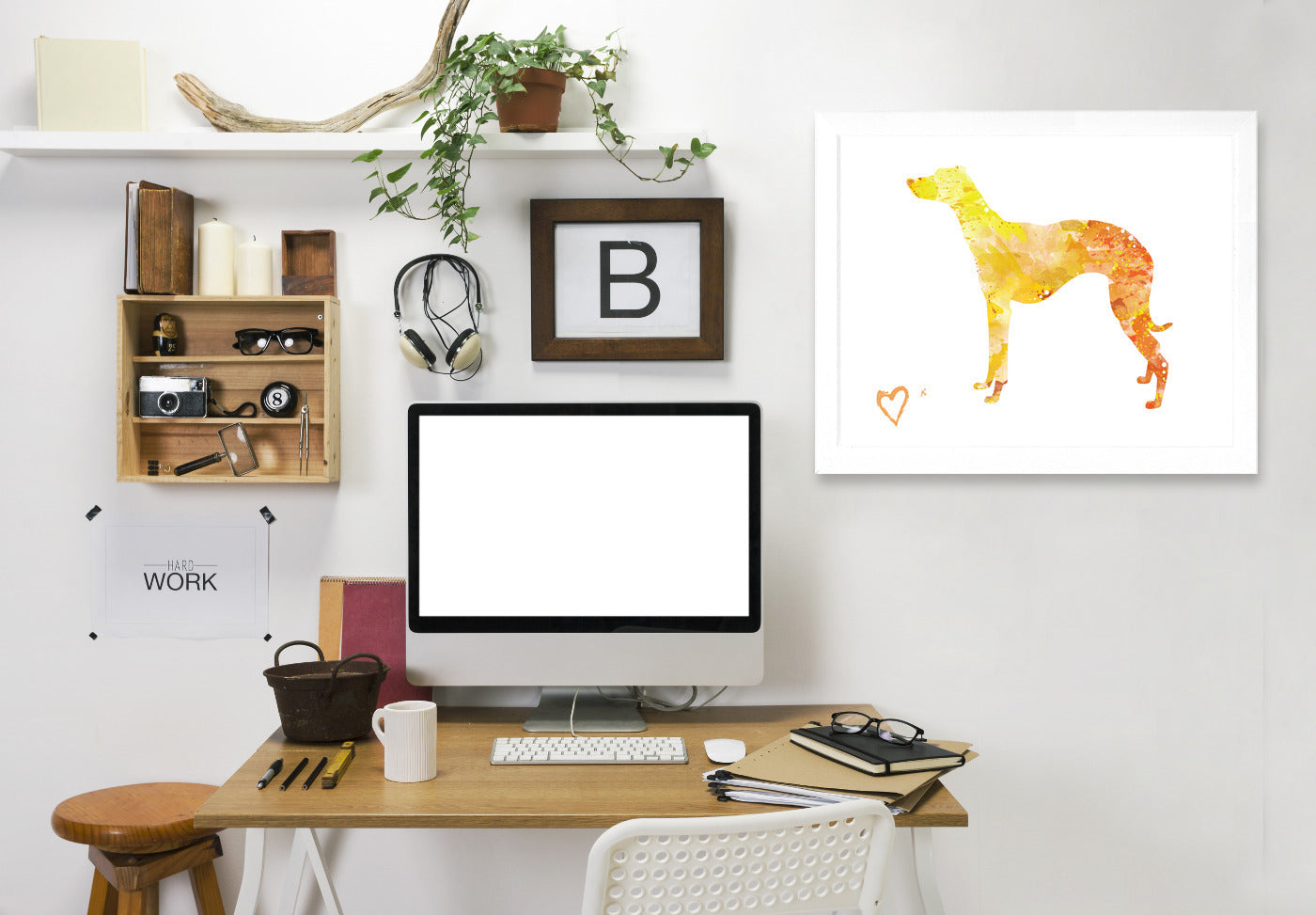Whippet Silhouette by Allison Gray Framed Print - Americanflat
