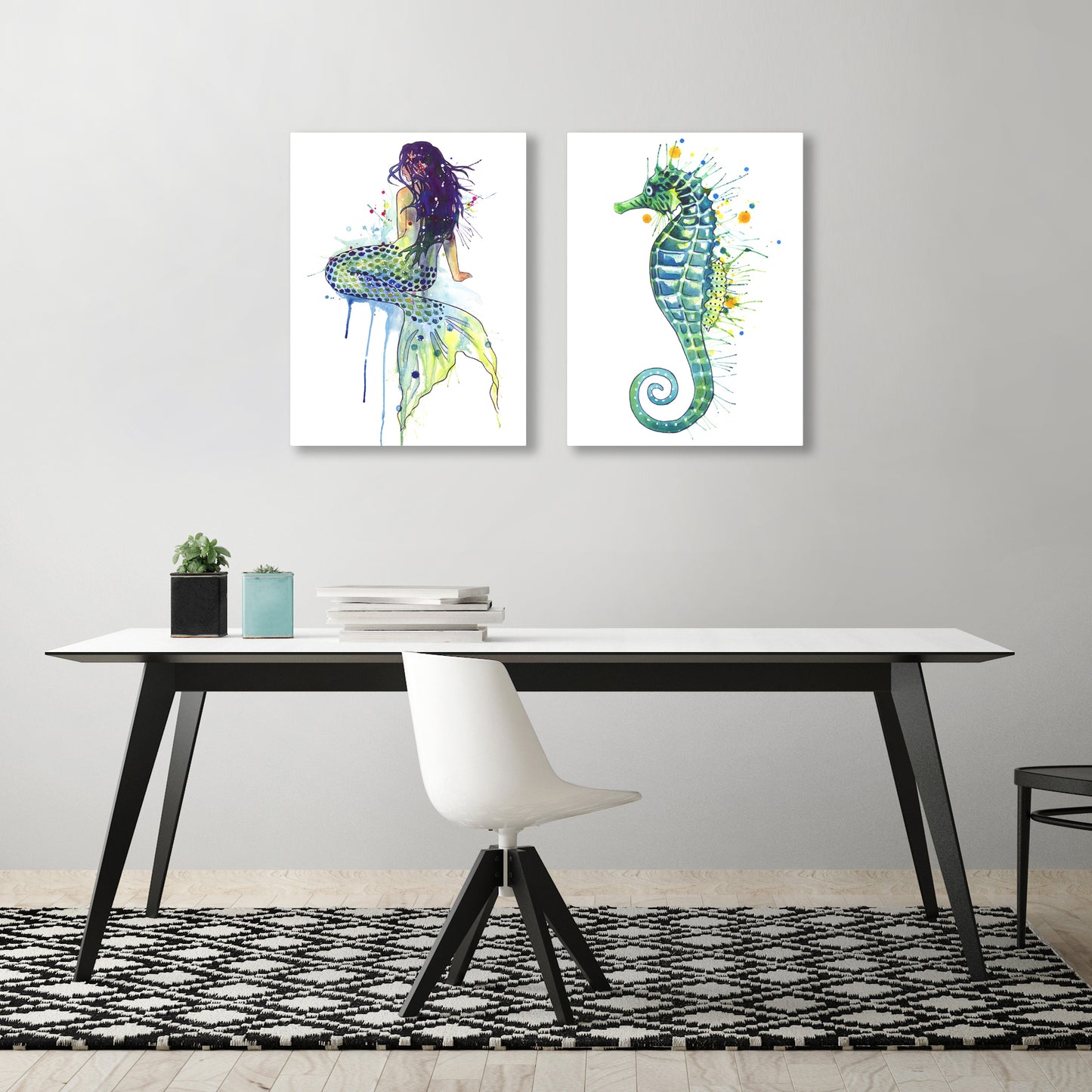 Mermaid by Sam Nagel - 2 Piece Gallery Wrapped Canvas Set - Art Set - Americanflat