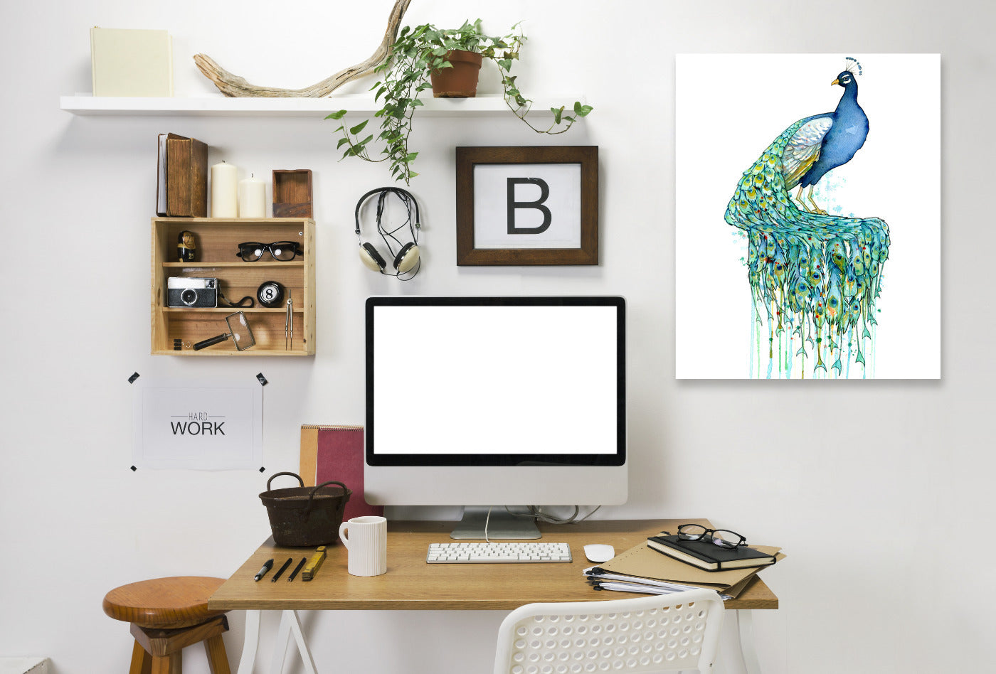 Peacock by Sam Nagel Wrapped Canvas - Wrapped Canvas - Americanflat