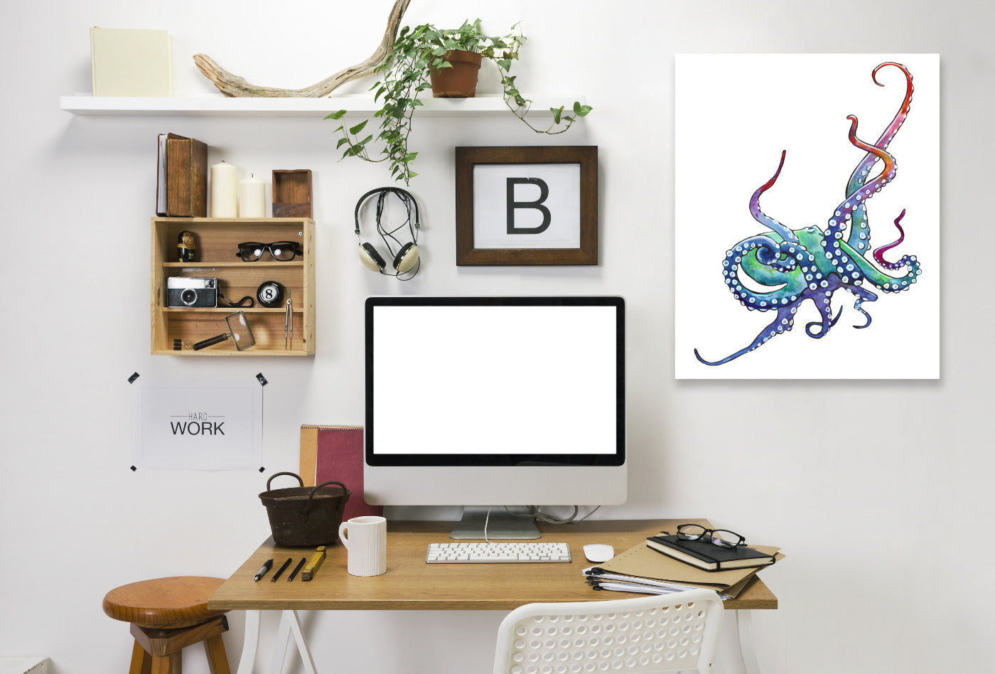 Rainbow Octopus by Sam Nagel Wrapped Canvas - Wrapped Canvas - Americanflat