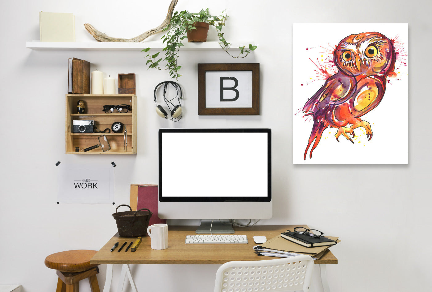 Red Owl by Sam Nagel Wrapped Canvas - Wrapped Canvas - Americanflat