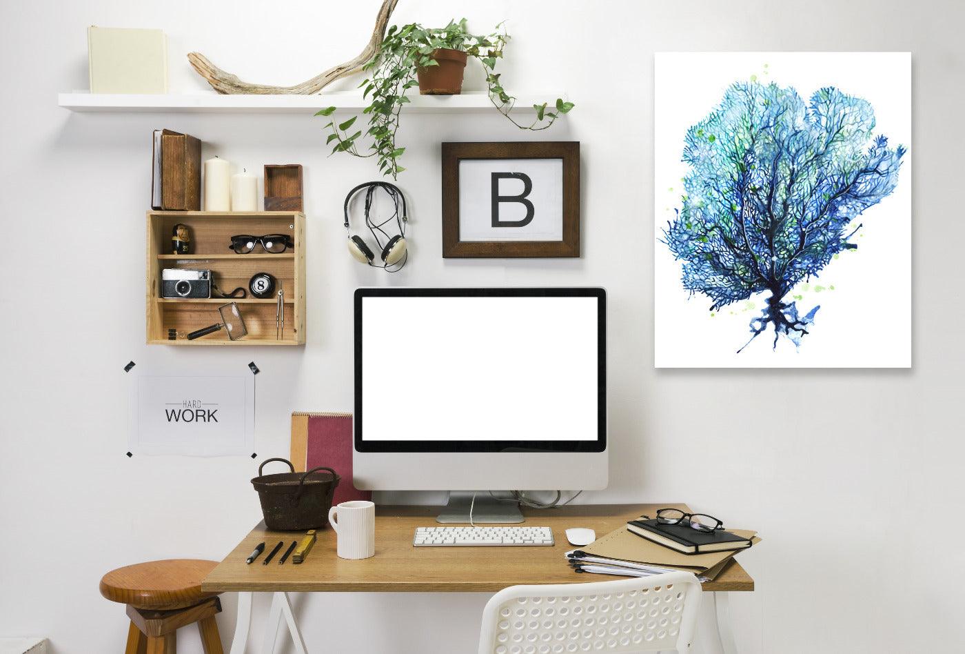 Sea Fan Aqua by Sam Nagel Wrapped Canvas - Wrapped Canvas - Americanflat