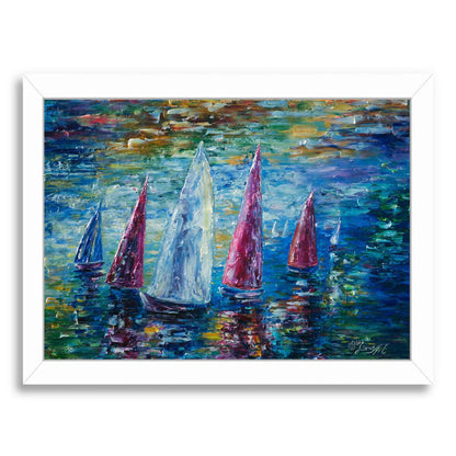 Sails To Night by OLena Art Framed Print - Americanflat