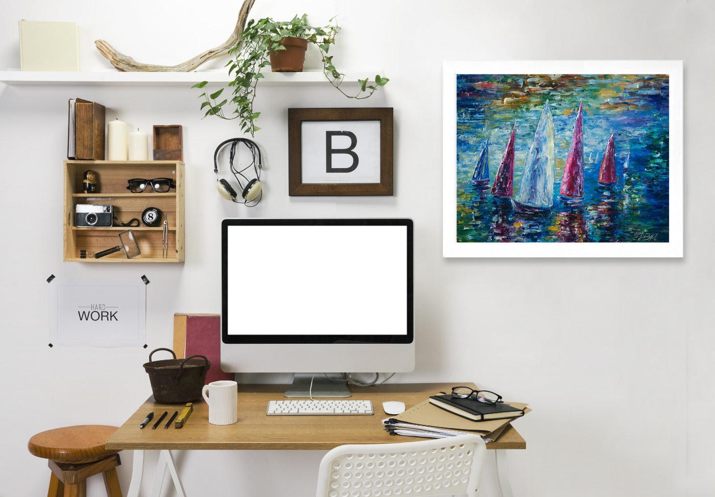 Sails To Night by OLena Art Framed Print - Americanflat