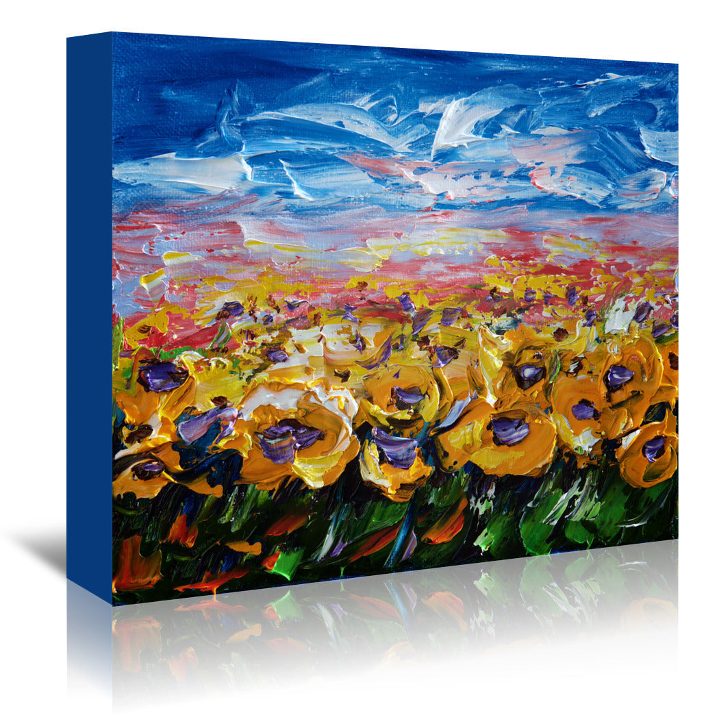 Sunflower Field by OLena Art Wrapped Canvas - Wrapped Canvas - Americanflat