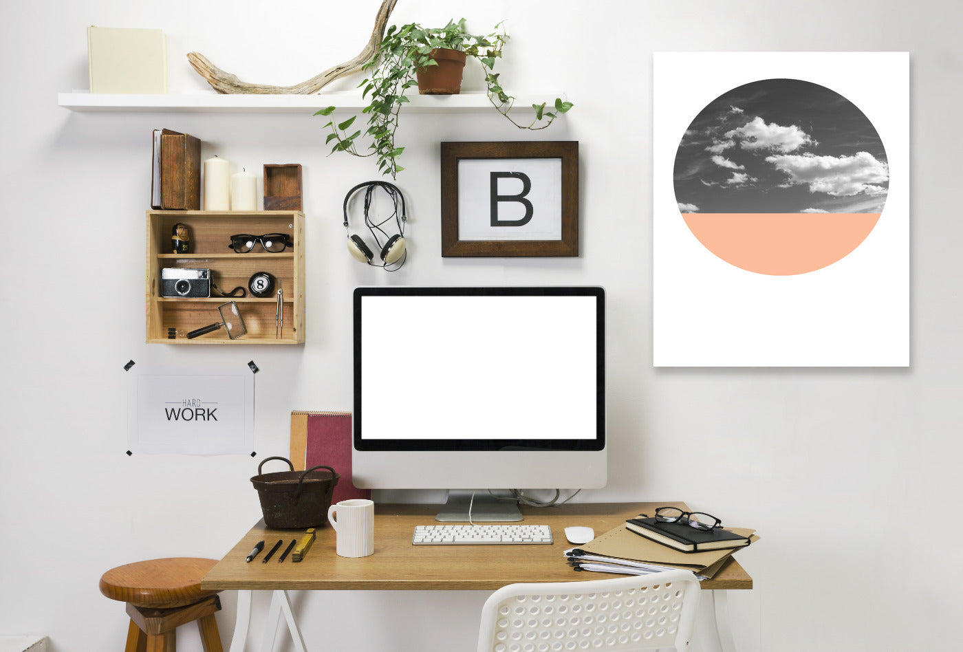 Cloudscape And Coral by Annie Bailey Wrapped Canvas - Wrapped Canvas - Americanflat