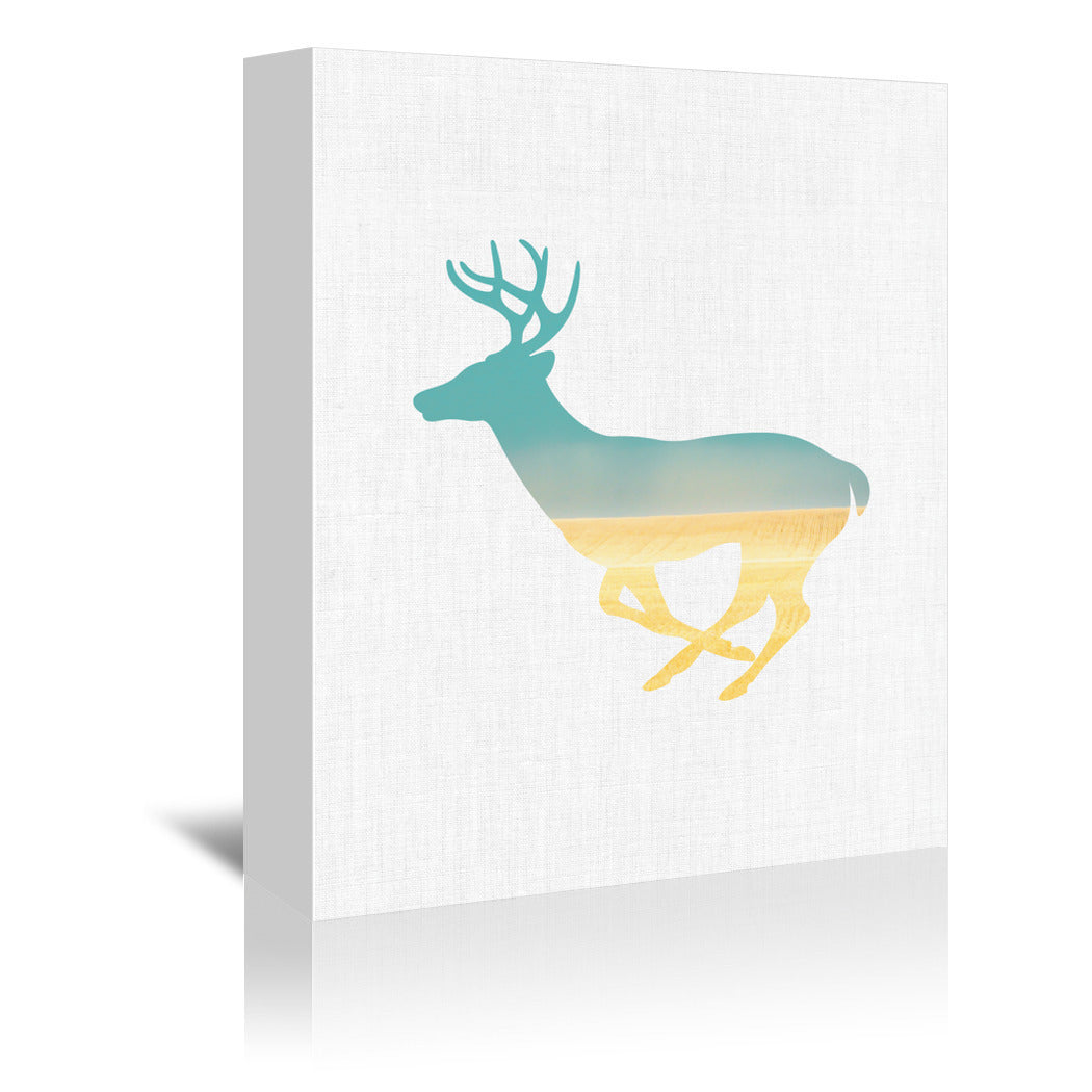 Deer And Plains by Annie Bailey Wrapped Canvas - Wrapped Canvas - Americanflat
