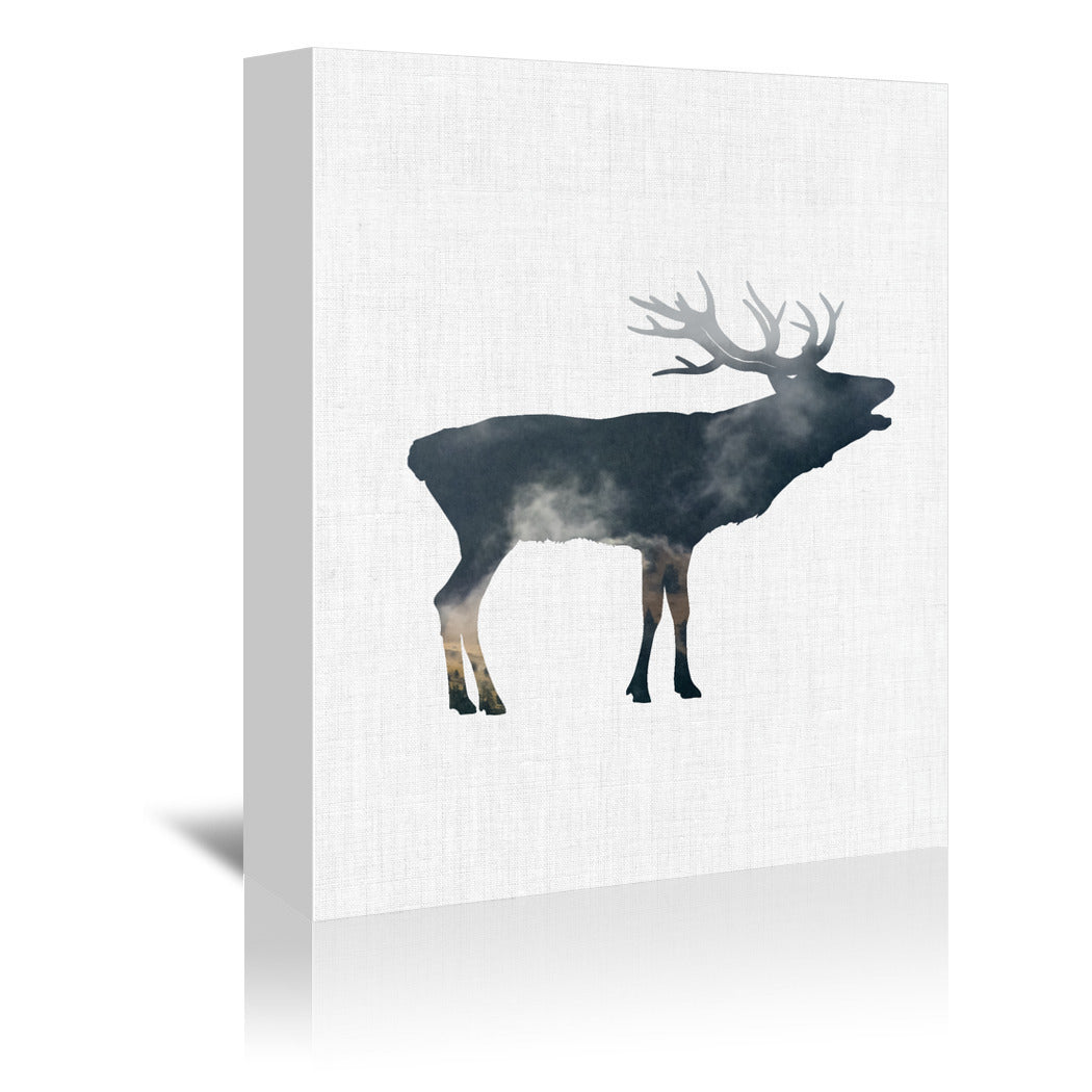 Elk And Forest by Annie Bailey Wrapped Canvas - Wrapped Canvas - Americanflat