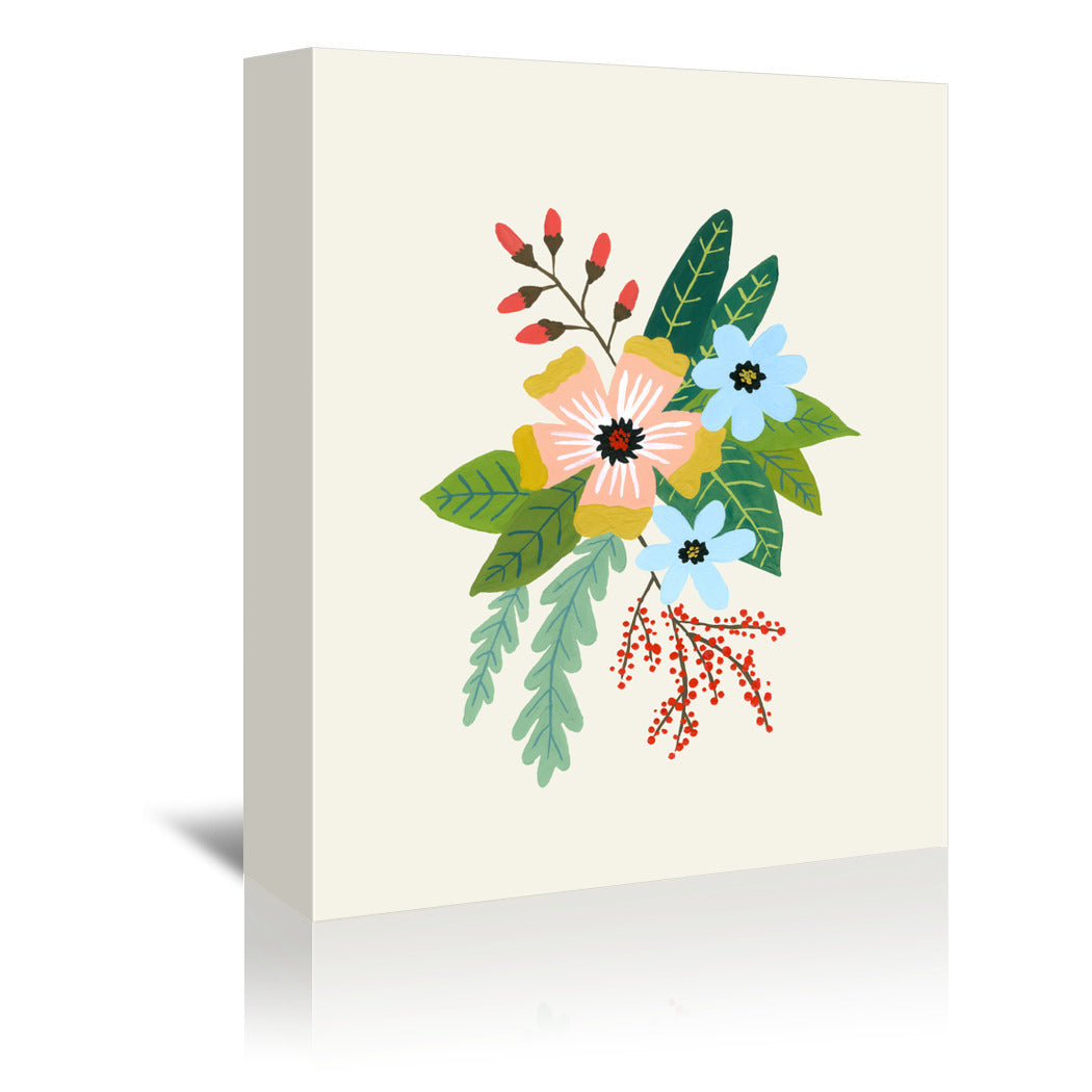 Folk Art Flowers No 4 by Annie Bailey Wrapped Canvas - Wrapped Canvas - Americanflat