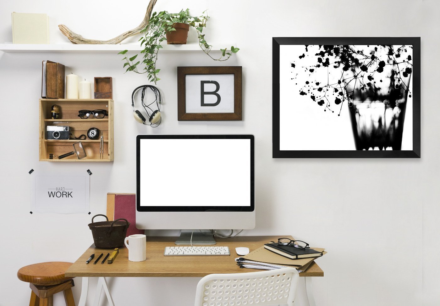 Baby's Breath Black and White by Ingrid Beddoes Framed Print - Americanflat