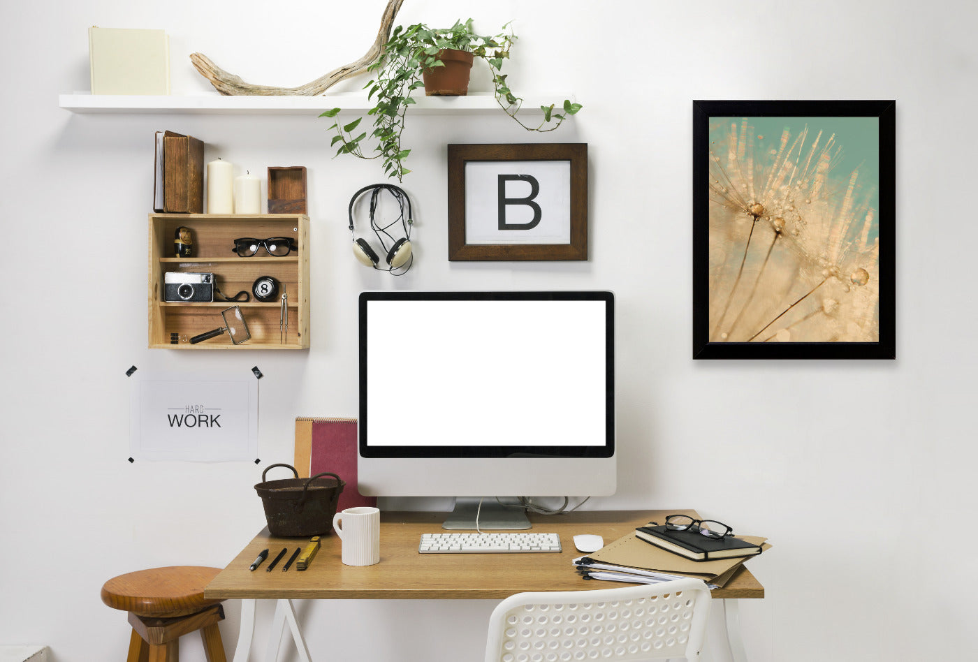 Dandelion Gold Mint Gold by Ingrid Beddoes Framed Print - Americanflat