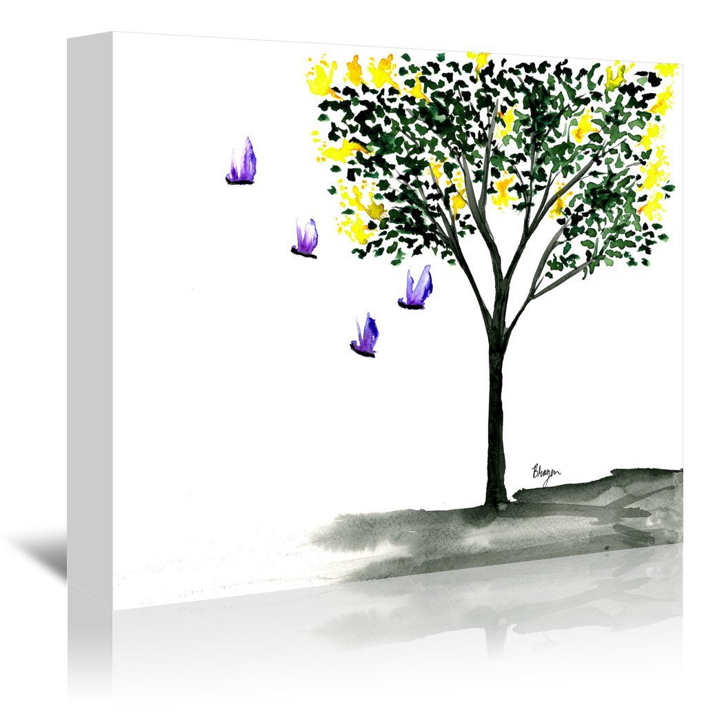 Butterflies and Lilacs by Brazen Design Studio Wrapped Canvas - Wrapped Canvas - Americanflat