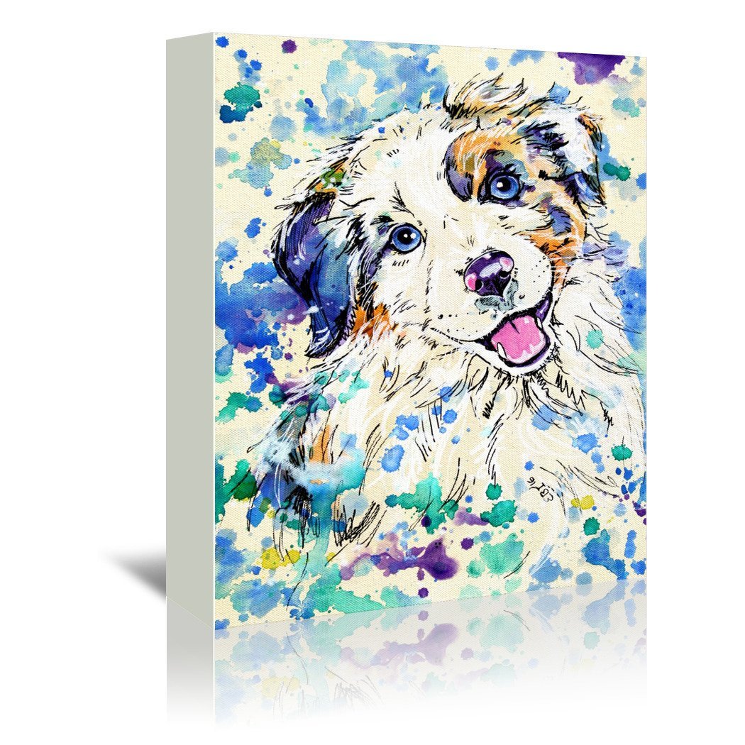 Aussie Pup by Eve Izzett Wrapped Canvas - Wrapped Canvas - Americanflat