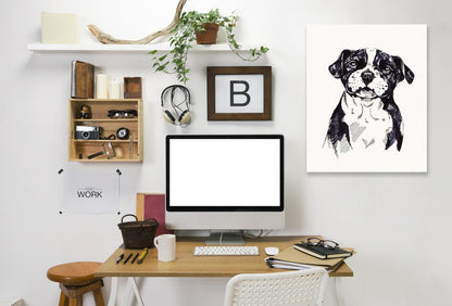 Staffy Pup Sketch by Eve Izzett Wrapped Canvas - Wrapped Canvas - Americanflat