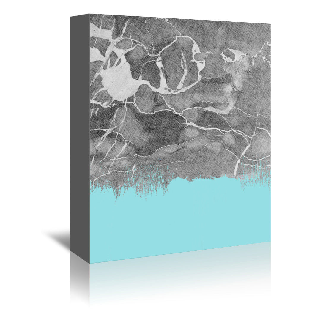 Crayon Marble With Light Blue by Emanuela Carratoni Wrapped Canvas - Wrapped Canvas - Americanflat