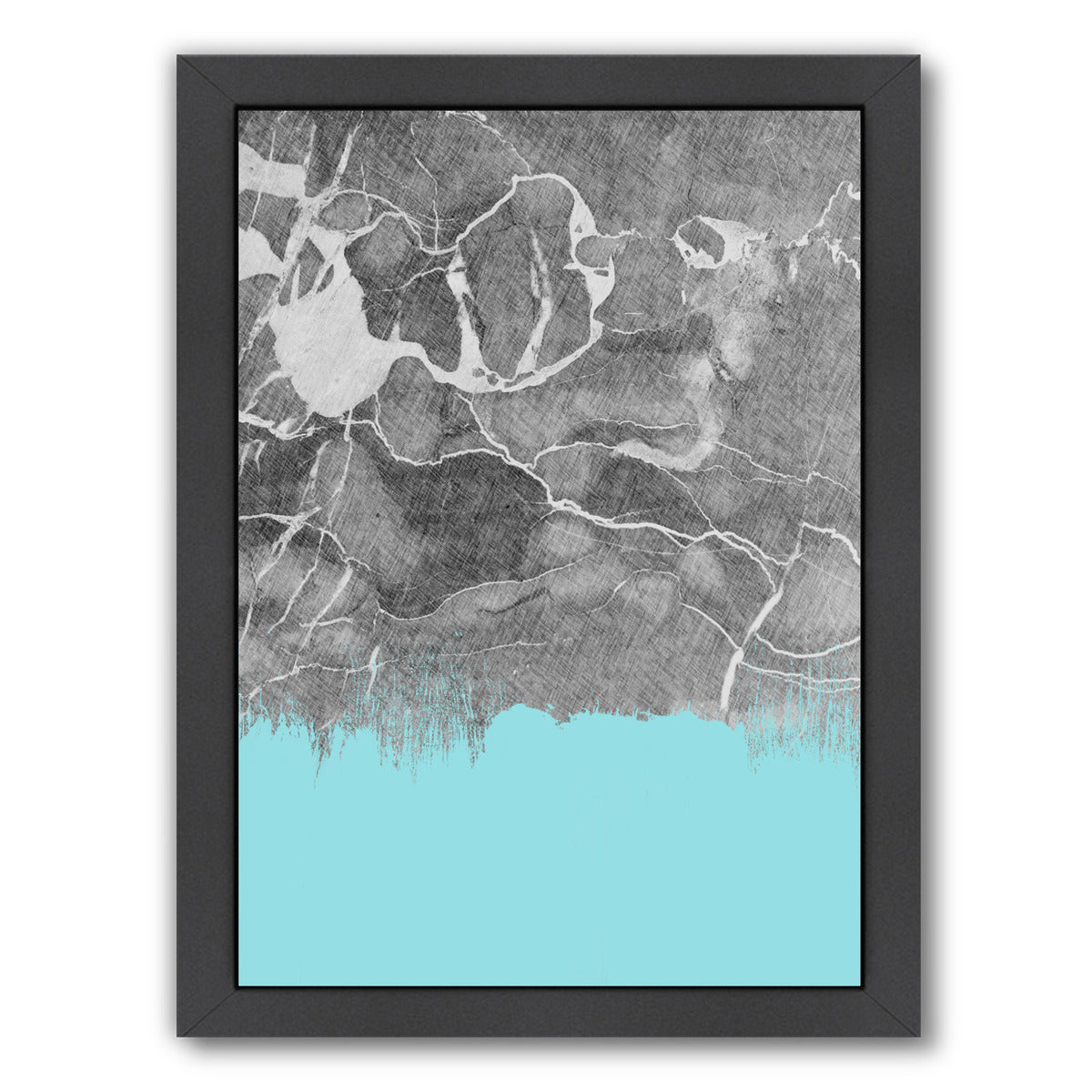 Crayon Marble With Light Blue by Emanuela Carratoni Black Framed Print - Americanflat