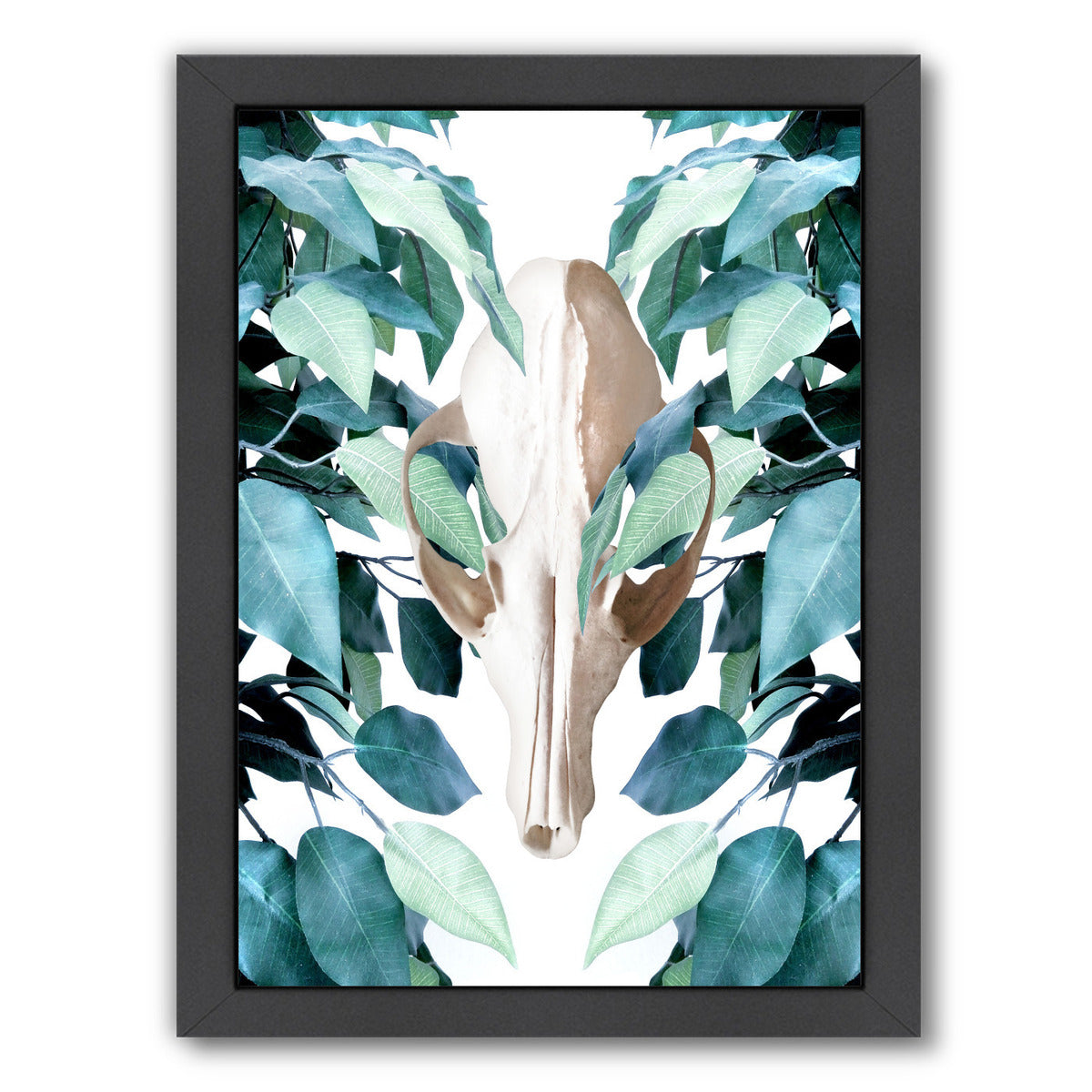 Greenery Skull by Emanuela Carratoni Black Framed Print - Americanflat