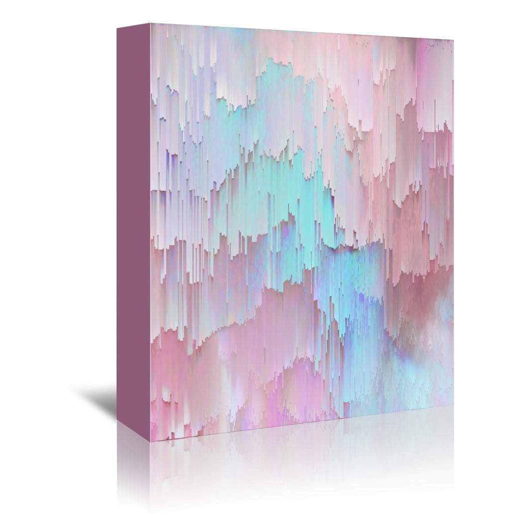 Light Blue And Pink Glitches by Emanuela Carratoni Wrapped Canvas - Wrapped Canvas - Americanflat