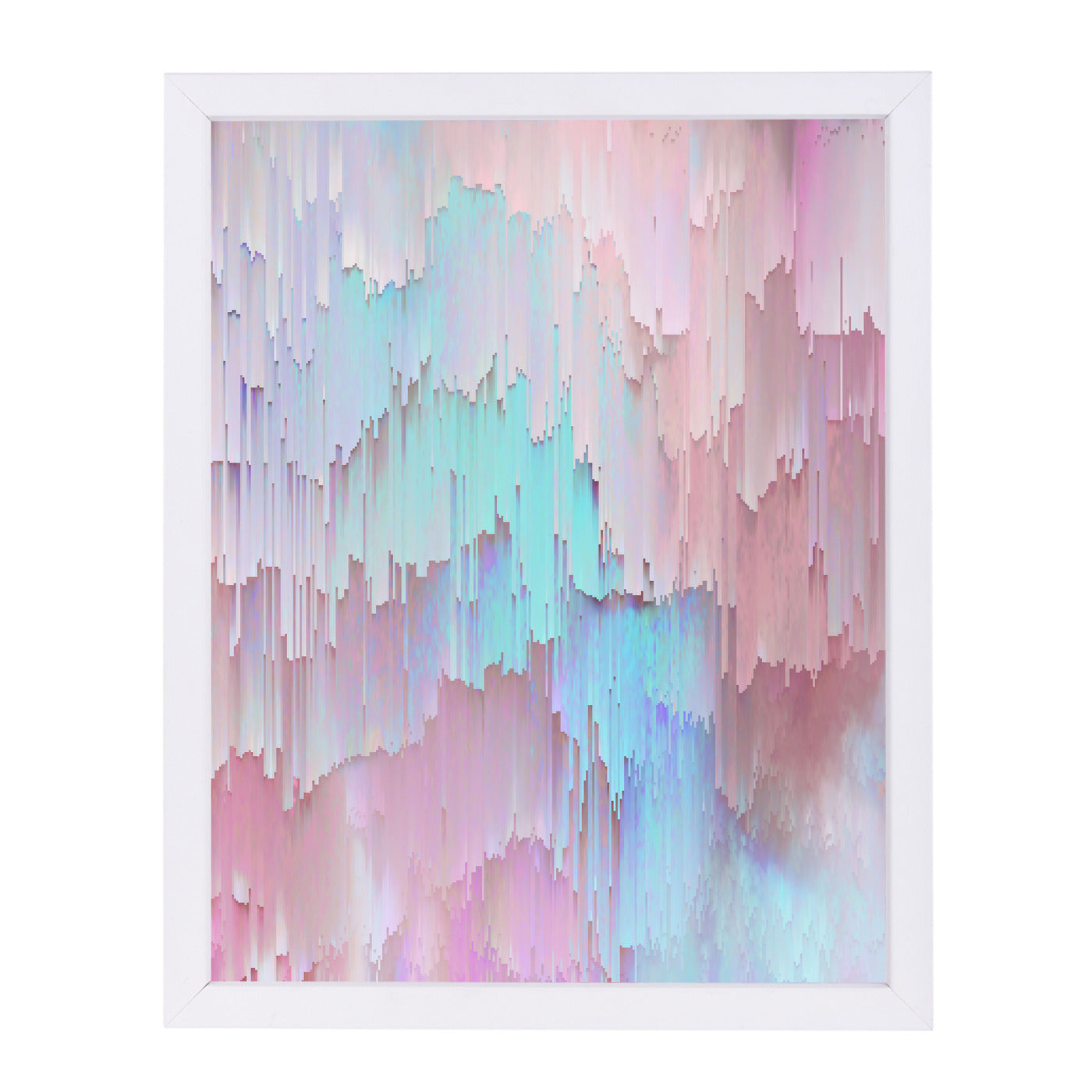 Light Blue And Pink Glitches by Emanuela Carratoni Framed Print - Americanflat