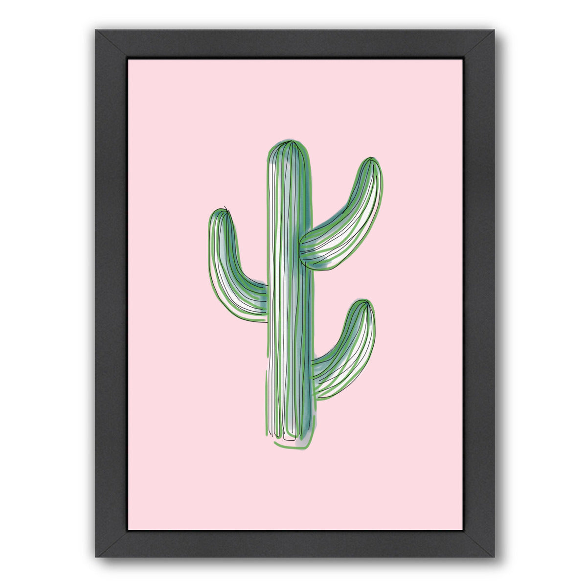 Lonely Cactus On Pink by Emanuela Carratoni Framed Print - Americanflat