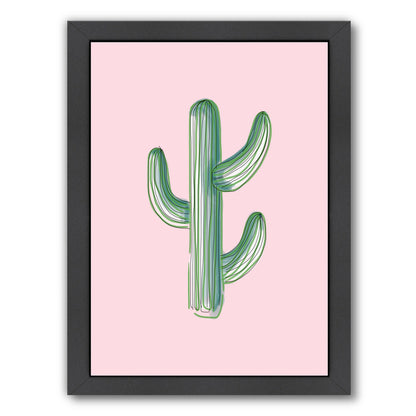 Lonely Cactus On Pink by Emanuela Carratoni Framed Print - Americanflat