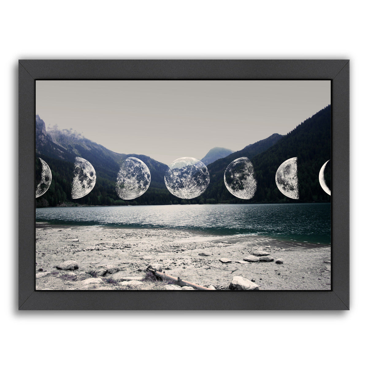 Moonlight Mountains by Emanuela Carratoni Black Framed Print - Americanflat