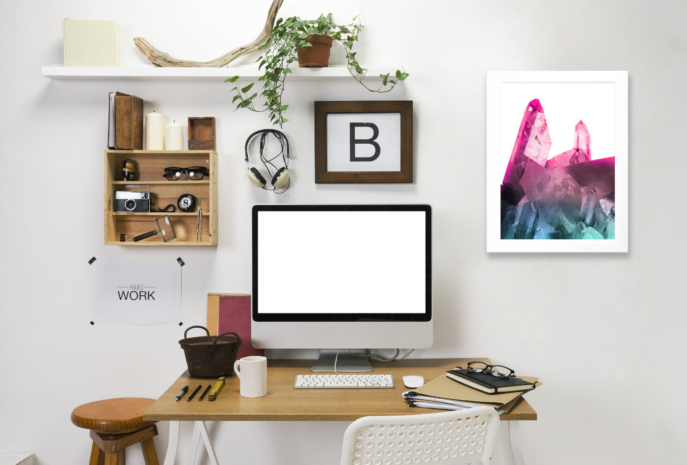 Rainbow Gems by Emanuela Carratoni White Framed Print - Americanflat